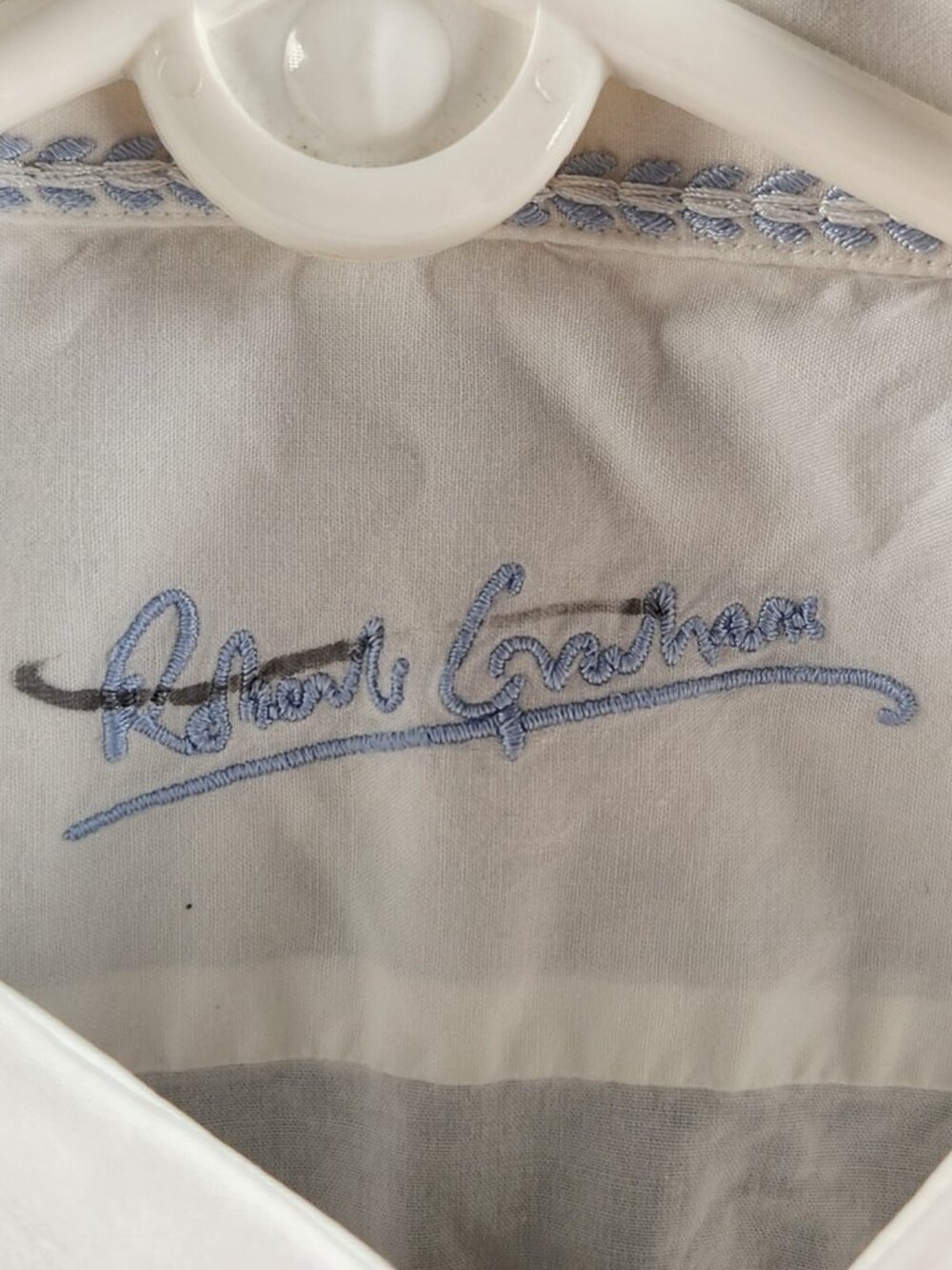 Robert Graham 42 16.5 White Blue Polka Dot Long Sleeve Button Up Shirt Cotton - Picture 6 of 16